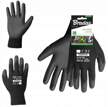 1 PARA Rękawice ochronne PURE BLACK poliuretan roz. 8 M RWPBC8