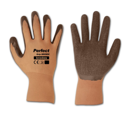 Zestaw 10 par Rękawice Ochronne Perfect Grip Brown rozmiar 8 9 10