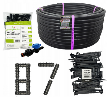 Zestaw Linia Kroplująca Bez Kompensacji 50m metrów + 87 akcesoriów Kropelka